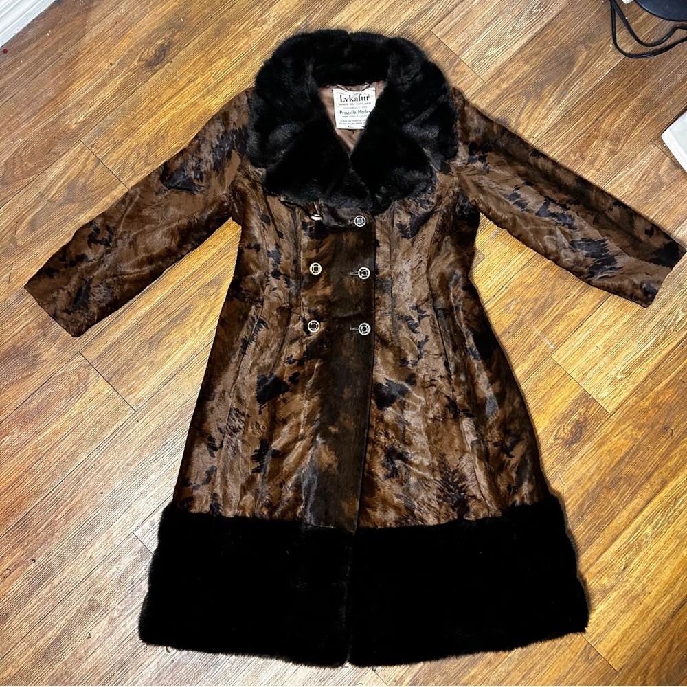 Vintage Fur Faux Coat Dress Womens Lykafur New York London